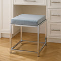Orsina Allure Powder Blue Velvet Stool | Modern Silver Stainless Frame