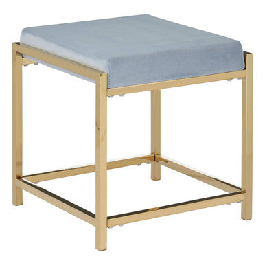 Orsina Powder Blue Velvet Stool – Modern Gold Square Vanity Seat