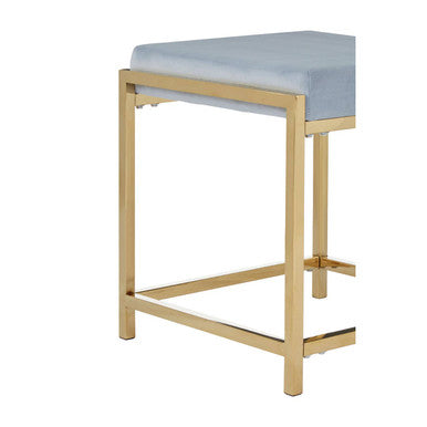 Orsina Powder Blue Velvet Stool – Modern Gold Square Vanity Seat