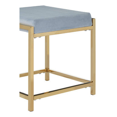 Orsina Powder Blue Velvet Stool – Modern Gold Square Vanity Seat