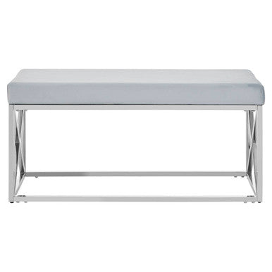 Orsina Allure Light Blue Velvet Bench | Silver Stainless Steel Frame