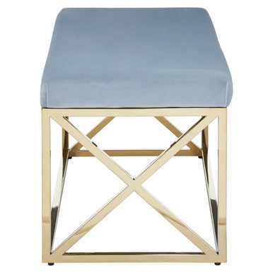 Orsina Allure Velvet Bench – Powder Blue and Gold Stainless Steel