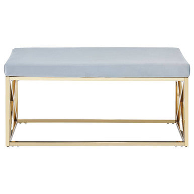 Orsina Allure Velvet Bench – Powder Blue and Gold Stainless Steel