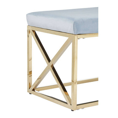 Orsina Allure Velvet Bench – Powder Blue and Gold Stainless Steel