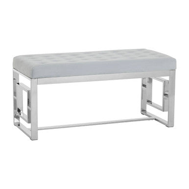 Orsina Allure Powder Blue Velvet and Silver Stainless Steel Bench