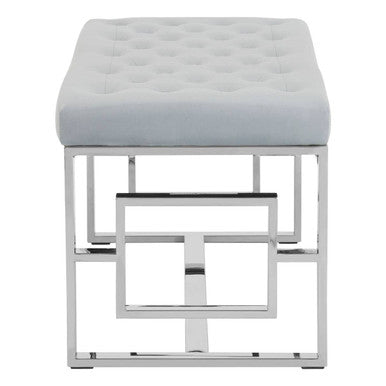 Orsina Allure Powder Blue Velvet and Silver Stainless Steel Bench