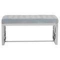 Orsina Allure Powder Blue Velvet and Silver Stainless Steel Bench