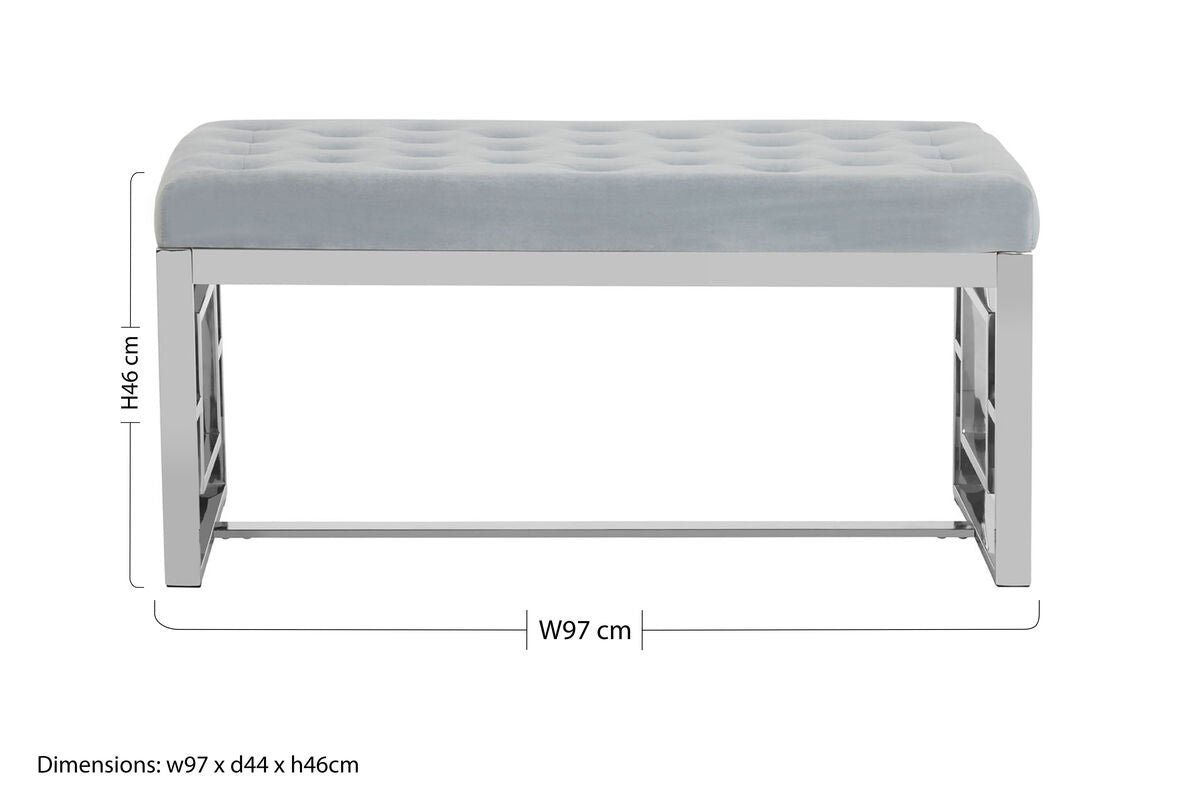 Orsina Allure Powder Blue Velvet and Silver Stainless Steel Bench