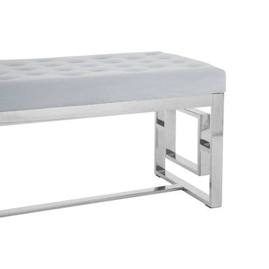Orsina Allure Powder Blue Velvet and Silver Stainless Steel Bench