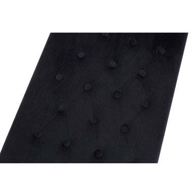 Orsina Allure Black Tufted Velvet Bench with Silver Stainless Base