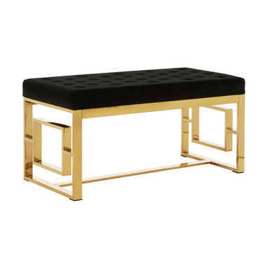 Orsina Allure Black Velvet and Gold Bench – Modern Entryway Seating