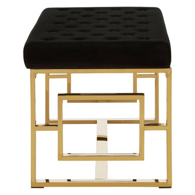 Orsina Allure Black Velvet and Gold Bench – Modern Entryway Seating