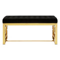 Orsina Allure Black Velvet and Gold Bench – Modern Entryway Seating