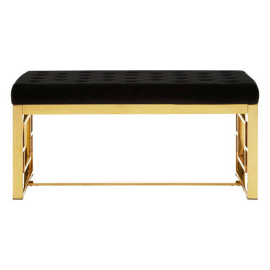Orsina Allure Black Velvet and Gold Bench – Modern Entryway Seating