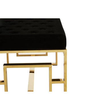 Orsina Allure Black Velvet and Gold Bench – Modern Entryway Seating