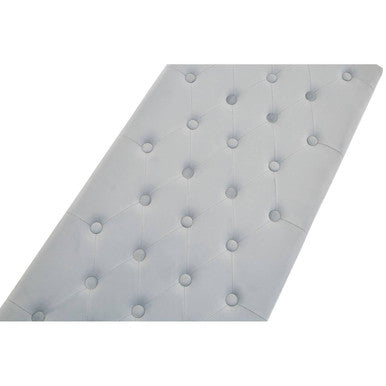 Orsina Allure Powder Blue Geometric Bench | Quilted Velvet & Silver
