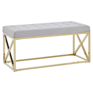 Orsina Allure Mink Velvet Bench | Gold Finish Stainless Steel Frame