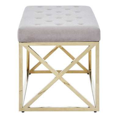 Orsina Allure Mink Velvet Bench | Gold Finish Stainless Steel Frame