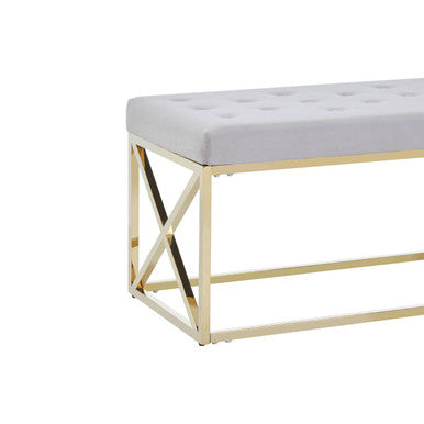 Orsina Allure Mink Velvet Bench | Gold Finish Stainless Steel Frame