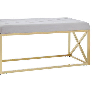 Orsina Allure Mink Velvet Bench | Gold Finish Stainless Steel Frame