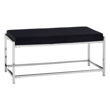Orsina Allure Black Velvet Bench | Silver Metal Frame Accent Seating