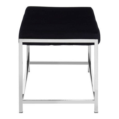 Orsina Allure Black Velvet Bench | Silver Metal Frame Accent Seating