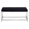 Orsina Allure Black Velvet Bench | Silver Metal Frame Accent Seating