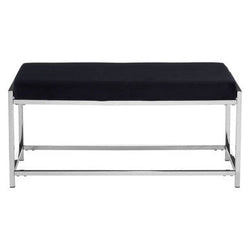 Orsina Allure Black Velvet Bench | Silver Metal Frame Accent Seating