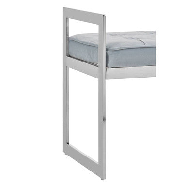 Orsina Allure Powder Blue Velvet Bench with Silver Stainless Legs