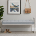 Orsina Allure Powder Blue Velvet Bench with Silver Stainless Legs