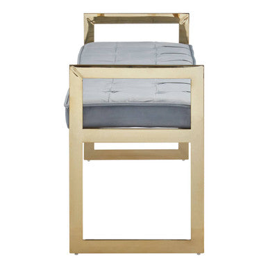 Orsina Allure Tufted Velvet Bench – Powder Blue and Gold Seating