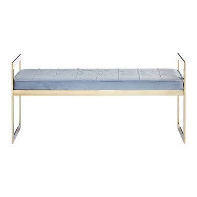 Orsina Allure Tufted Velvet Bench – Powder Blue and Gold Seating