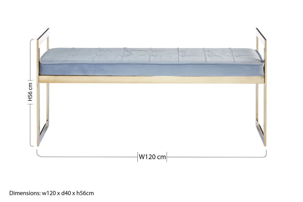 Orsina Allure Tufted Velvet Bench – Powder Blue and Gold Seating