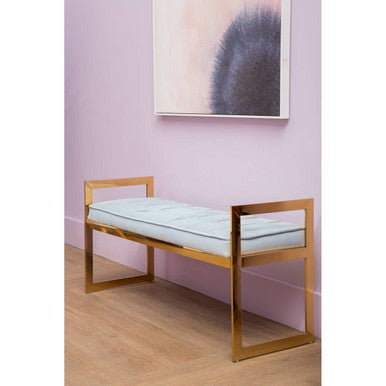 Orsina Allure Tufted Velvet Bench – Powder Blue and Gold Seating