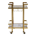 Orsina Vita Drinks Trolley – Gold Steel Bar Cart with Agate Shelves