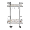 Orsina Vita White Agate Drinks Trolley – Silver Bar Cart with Wheels