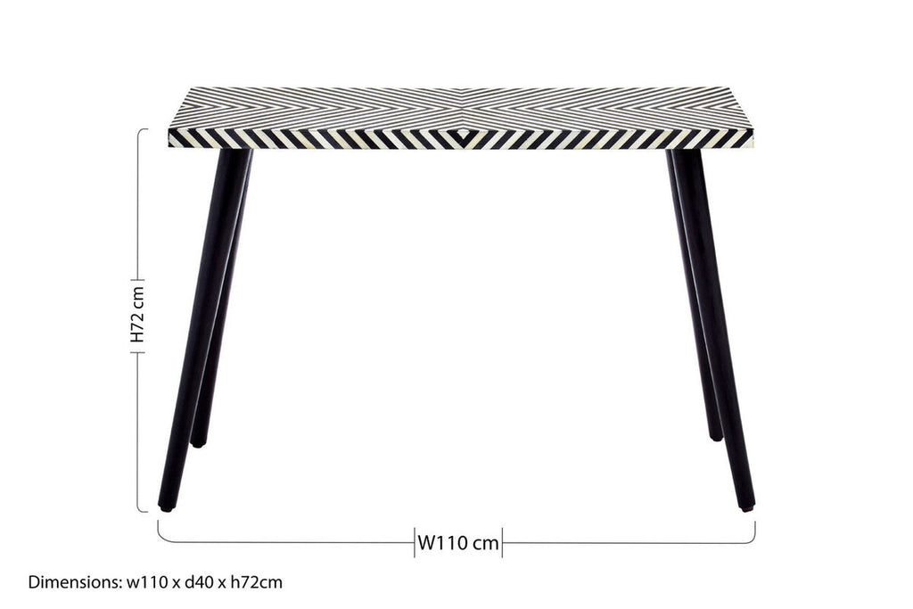 Orsina Black Chevron Bone Inlay Console Table | Sheesham Wood & Metal