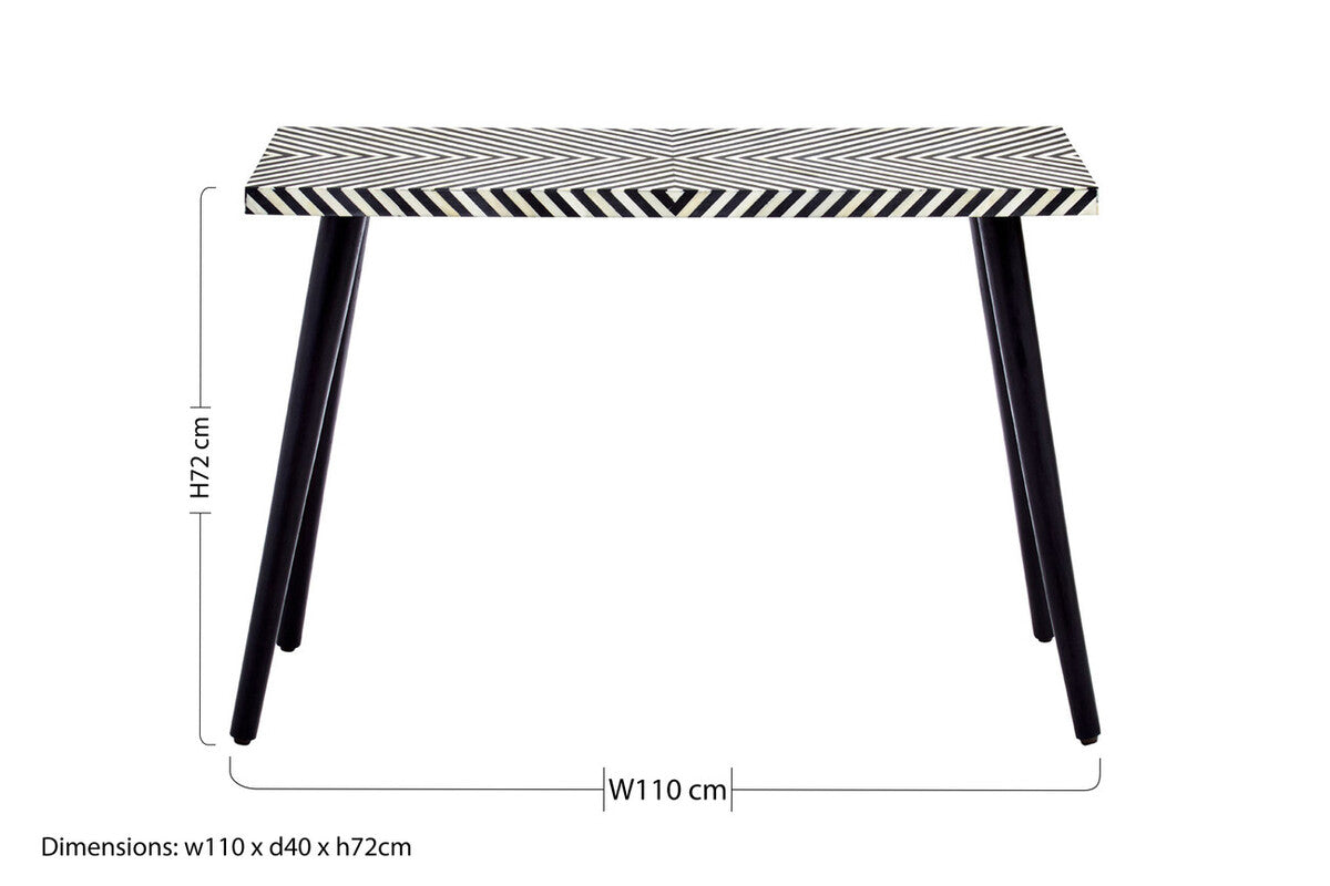 Orsina Black Chevron Bone Inlay Console Table | Sheesham Wood & Metal