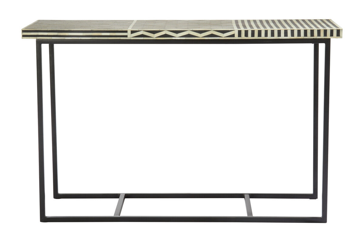 Orsina Bone Inlay Console Table – Boho Mango Wood & Metal Base