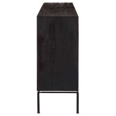 Orsina Boho Mango Wood Sideboard – Geometric 2 Door Storage Cabinet