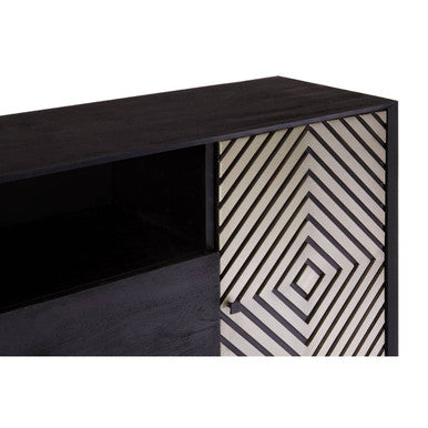 Orsina Boho Mango Wood Sideboard – Geometric 2 Door Storage Cabinet