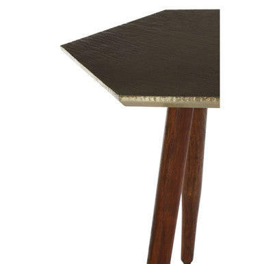 Orsina Grey Hexagonal Side Table – Sheesham Wood Boho Accent Table