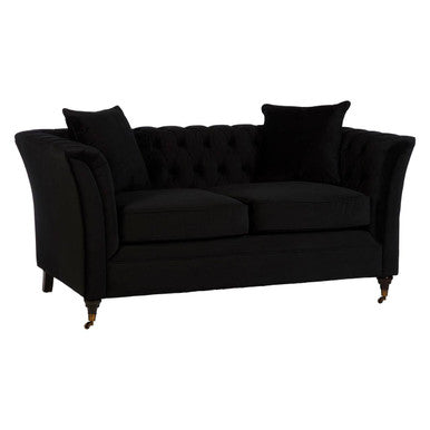 Orsina Sabrina 2-Seater Onyx Sofa – Button Tufted Chesterfield Loveseat