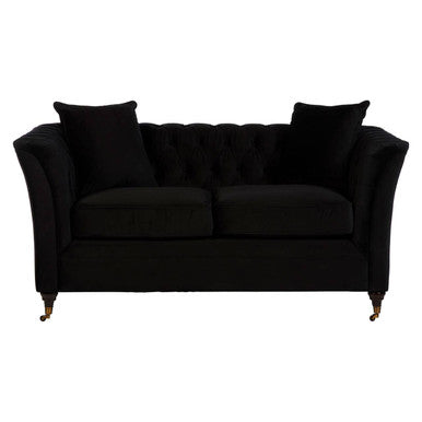 Orsina Sabrina 2-Seater Onyx Sofa – Button Tufted Chesterfield Loveseat