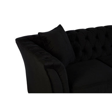 Orsina Sabrina 2-Seater Onyx Sofa – Button Tufted Chesterfield Loveseat