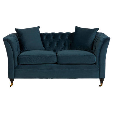 Orsina Sabrina 2 Seater Midnight Blue Velvet Button Tufted Sofa