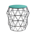 Orsina Corina Green Enamel Side Table – Black Metal Wireframe Base