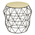 Orsina Corina Ivory Enamel Side Table – Geometric Black Metal Base