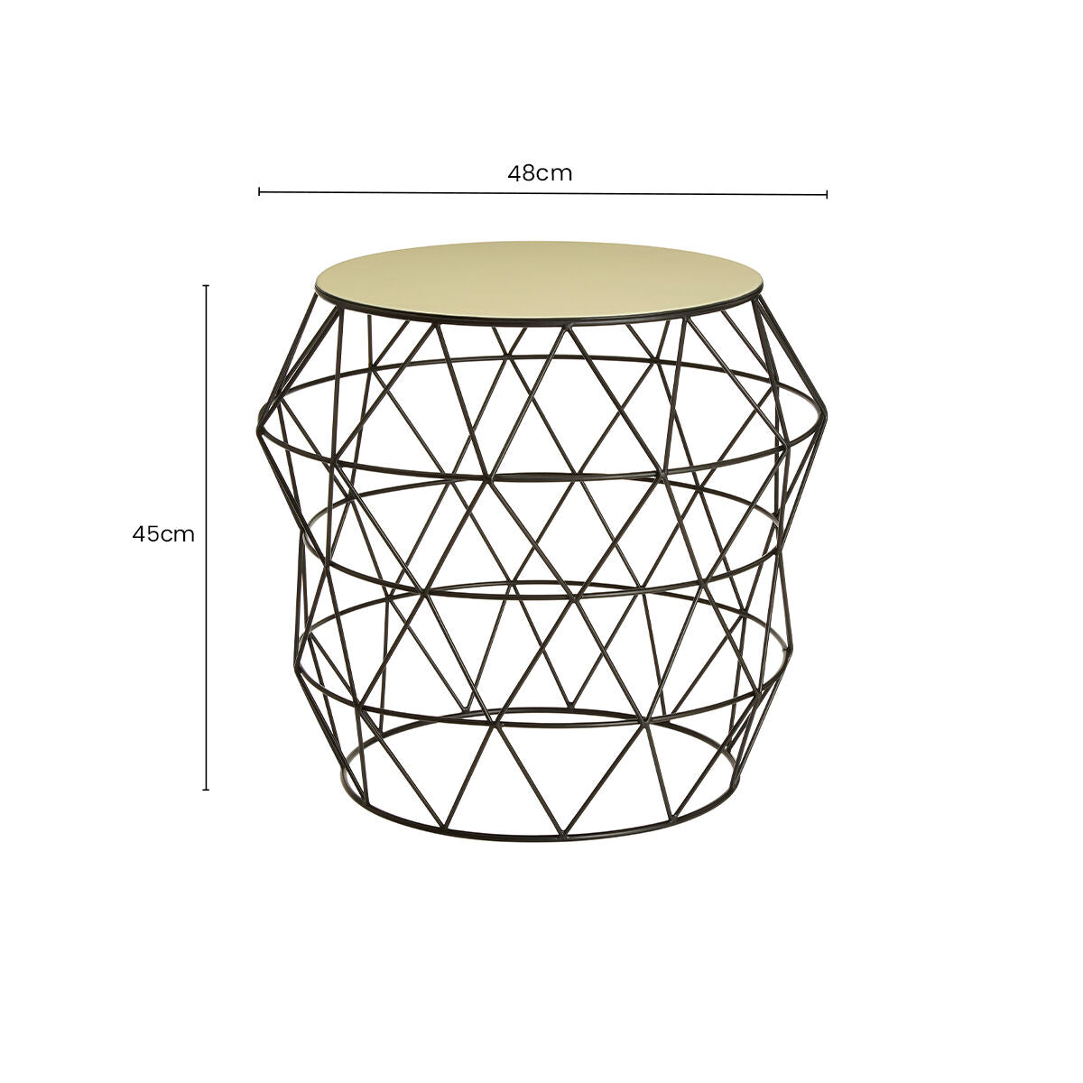 Orsina Corina Ivory Enamel Side Table – Geometric Black Metal Base