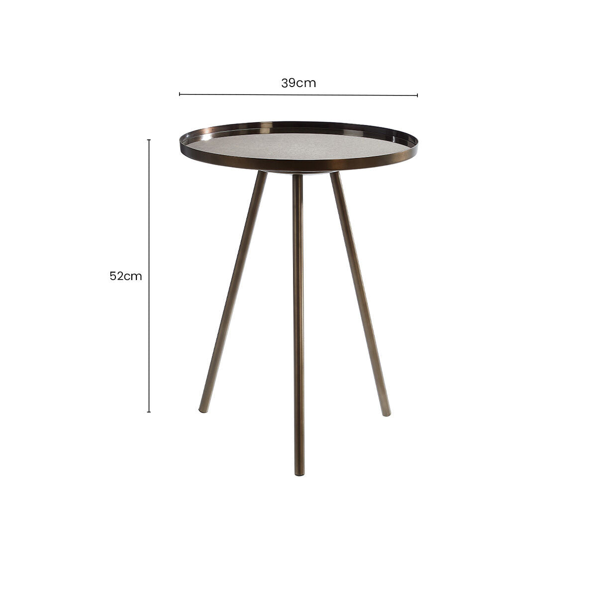 Orsina Corra Round Side Table – Black Iron with Antique Glass Top